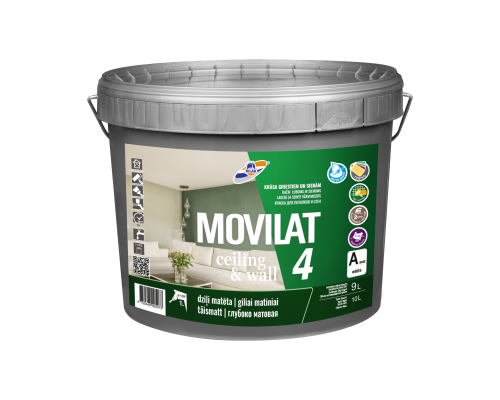 Матовая акриловая водно-дисперсионная краска для внутренних работ MOVILAT 4